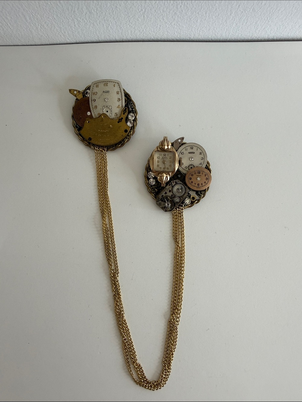 Vintage Steampunk Watch Part Sweater Clip Cardigan Brooch